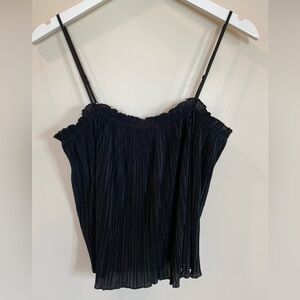 Madewell Micro Pleated Tank Top Black Scrunch Women’s Small